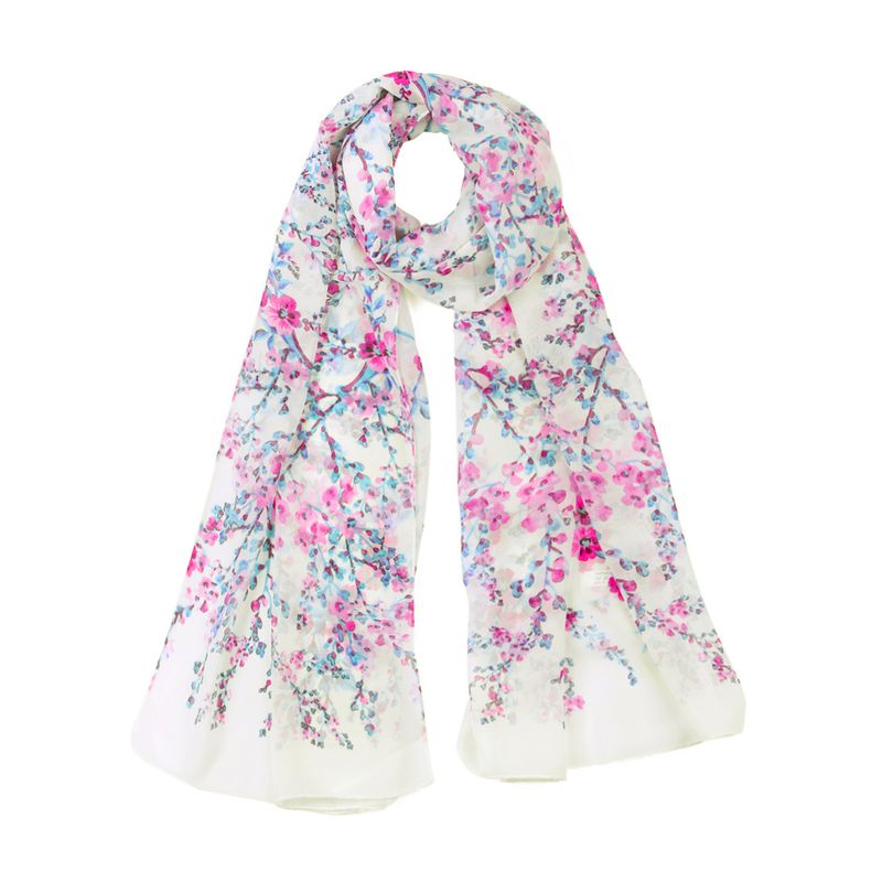 Long Chiffon Shawls Beach Scarf Silk Scarves Floral Print Scarves 63X20